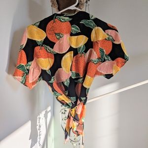 & other stories citrus printed wrap blouse